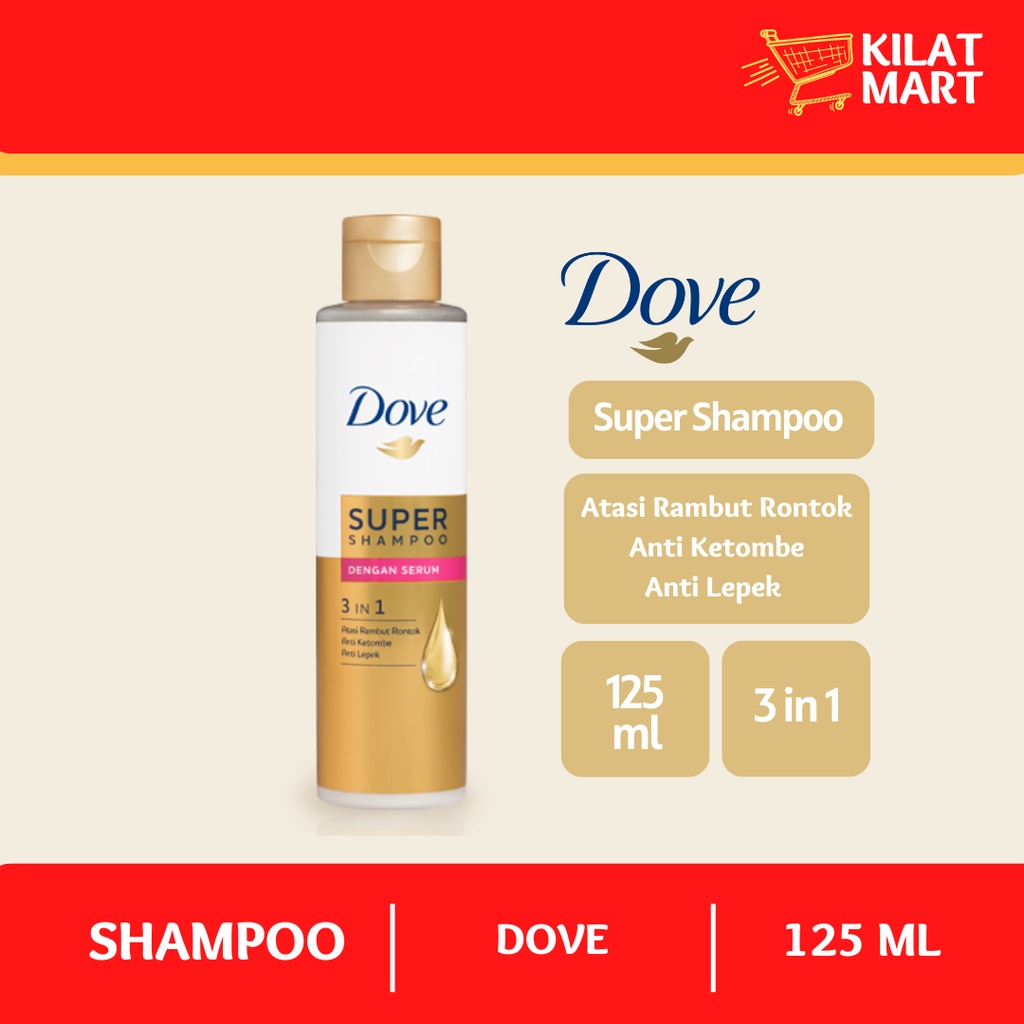 Jual DOVE 3 in 1 Super Shampoo Hair Serum 125ml Anti Lepek Anti