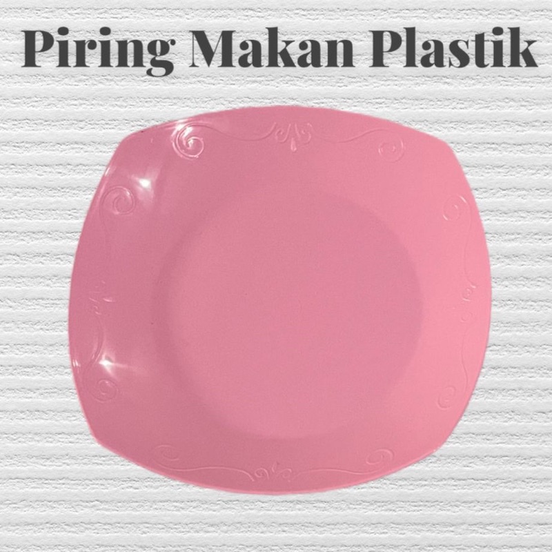 Piring Ceper Plastik / Piring Makan Plastik Segi Kotak Warna Soft 24 Cm / Piring Murah