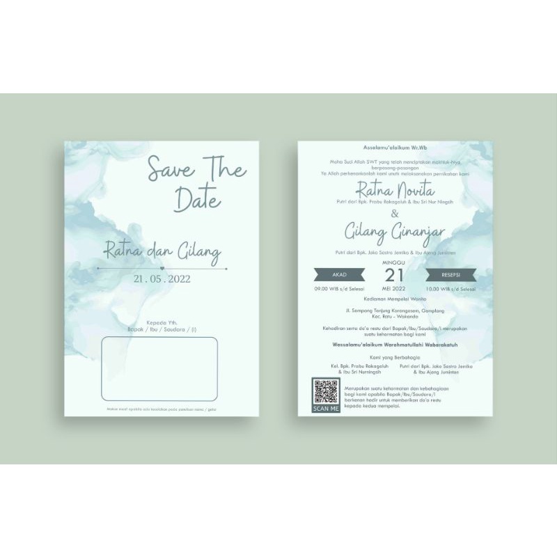 UNDANGAN PERKAWINAN MURAH | UNDANGAN SATU SISI BOLAK BALIK | CETAK UNDANGAN