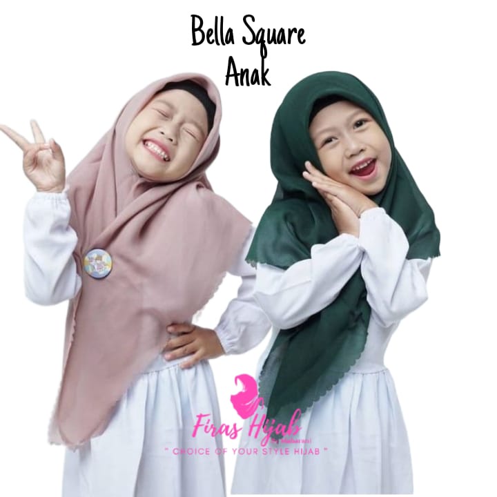 HIJAB SEGIEMPAT KIDS / HIJAB ANAK / BELLASQUARE ANAK / JILBAB ANAK POLOS / KERUDUNG ANAK