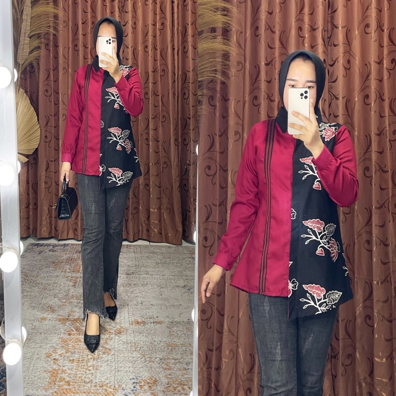 blus kombinasi batik cap /B 16/ by positive boutique