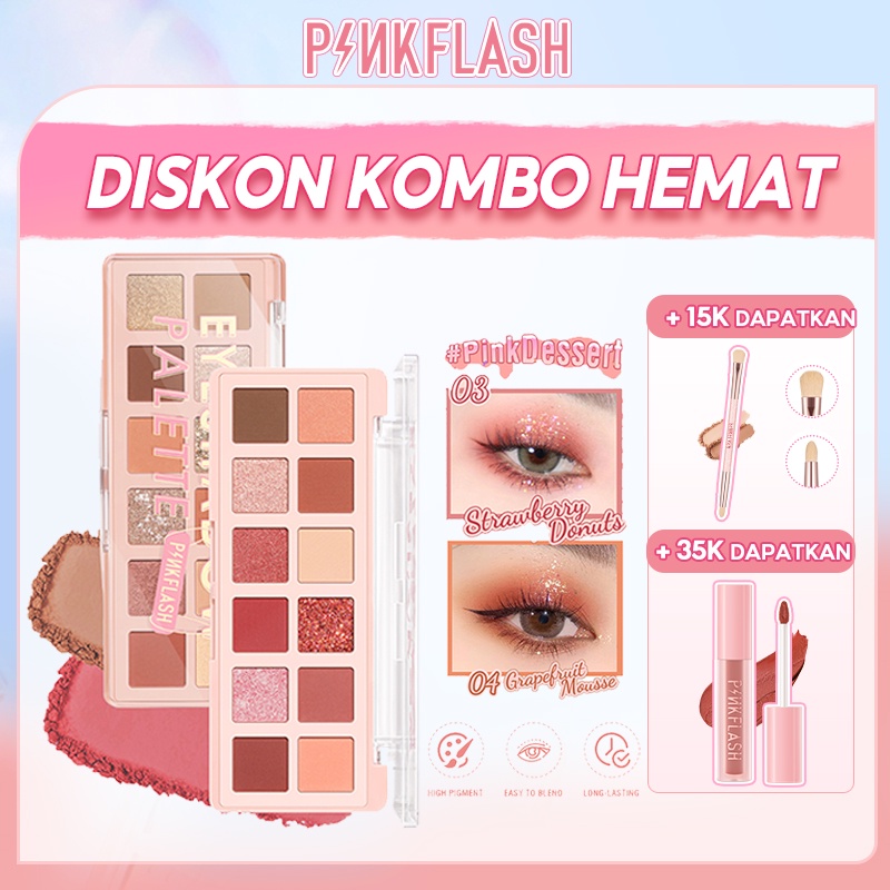 PINKFLASH PinkDessert 12 Shades Eyeshadow Palette kosmetik alis High Pigment And Smooth Powder Long Lasting