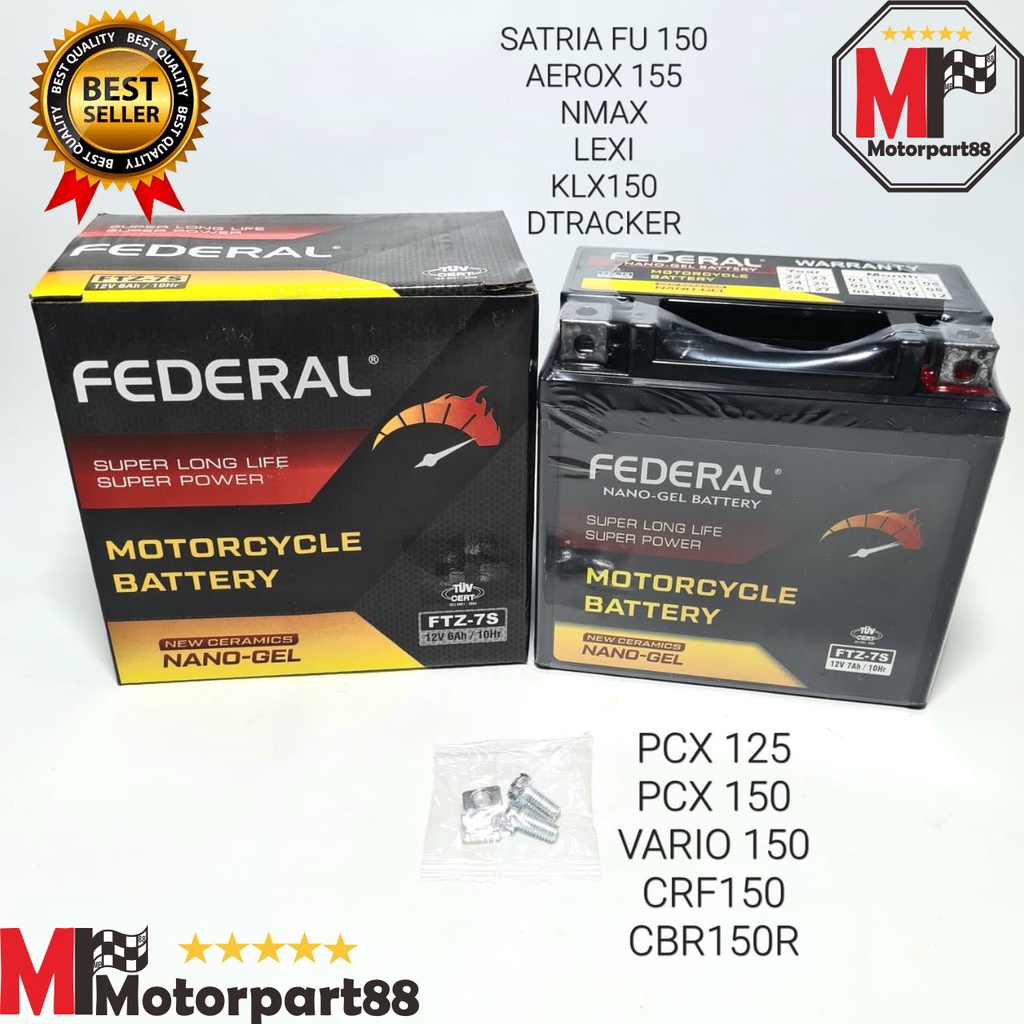 AKI KERING FEDERAL MOTOR FTZ-7S 12V 7AH/10HR SATRIA FU PCX 150 NMAX