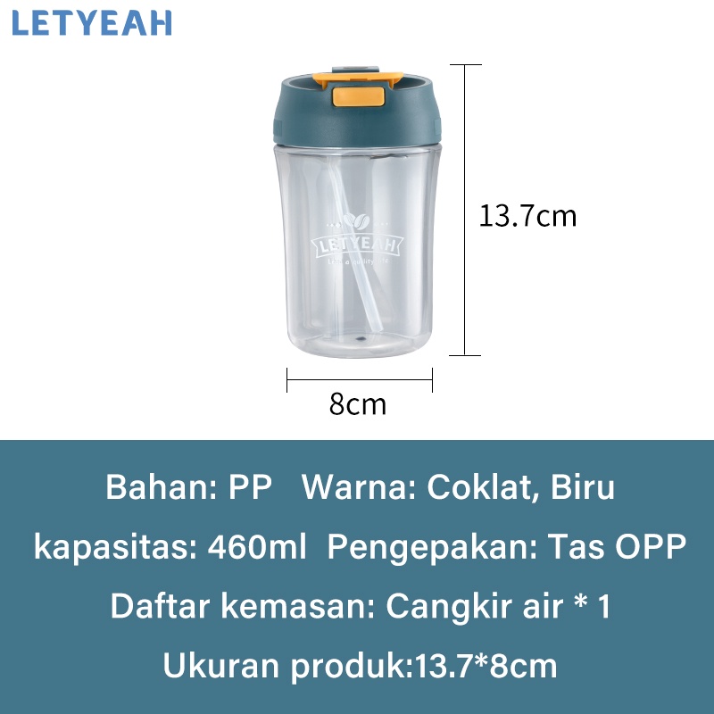 letyeah Botol minum 400ml anti bocor tumpah /botol minum kopi portable tahan panas /botol minum anak sedotan lucu /coffe cup/tumbler kopi