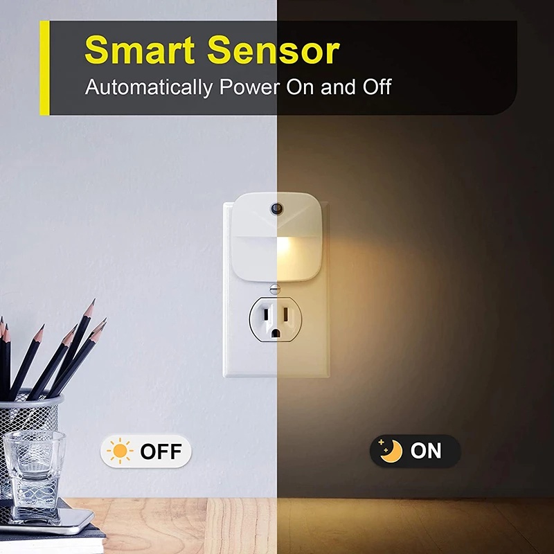 Lampu Malam LED Wireless Sensor Otomatis On / Off Plug EU / US Untuk Koridor / Kamar Tidur Anak