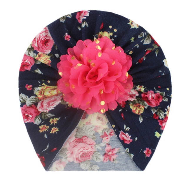 Caliloops Bandana Turban Topi Korea Bayi Motif Bunga Stretch Afza