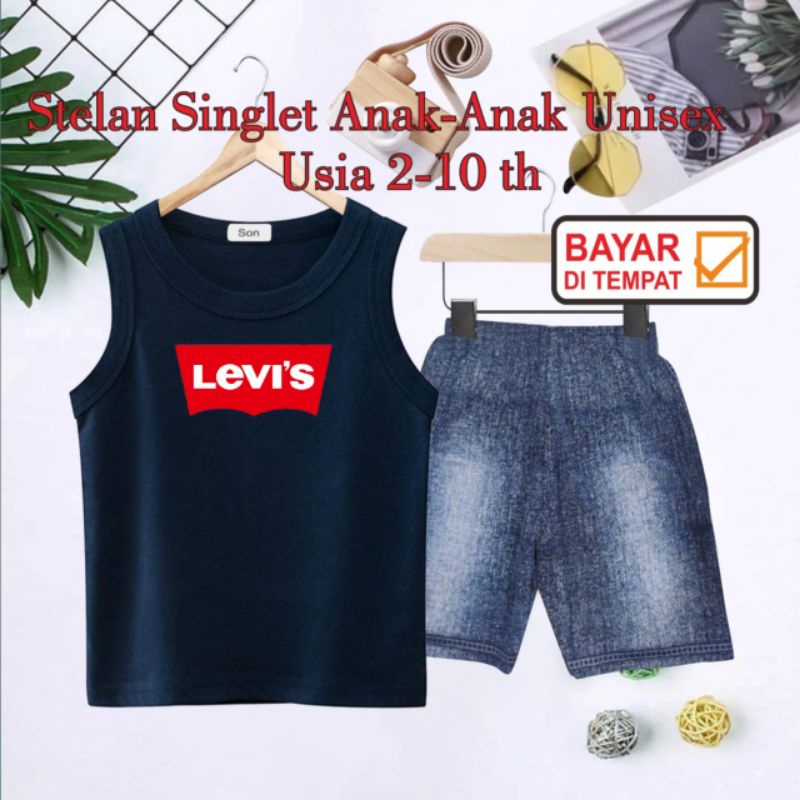 STELAN SINGLET ANAK UNISEX/CELANA JEANS USIA 2 THN-10 THN(L3VIS)