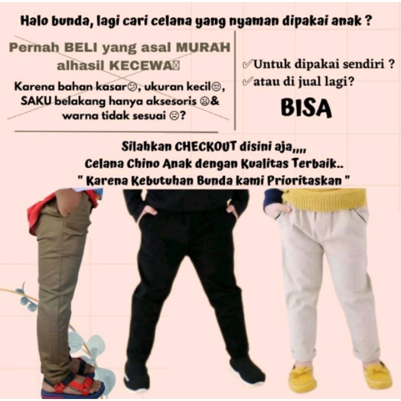 Celana Panjang Chinos Anak Laki laki Bahan Stretch Premium Nyaman dan Modis untuk Usia 1 Sampai 13 Tahun