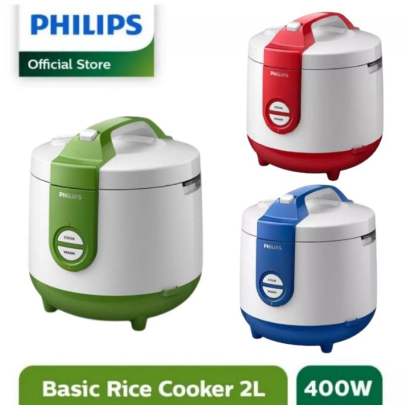 Magic Com PHILIPS 2L / Rice cooker HD3119/31 - 400Watt, Golden Ceramic, Blue List, biru mejikom magi