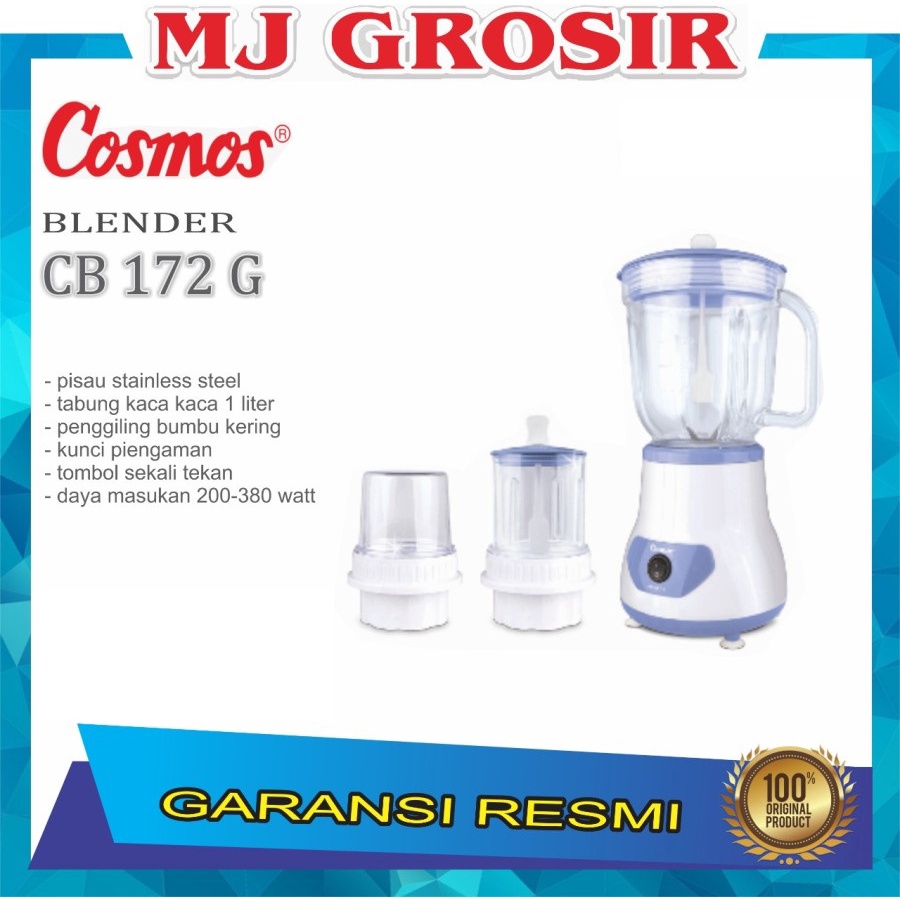 BLENDER COSMOS CB 172 G 3 IN 1 SERBAGUNA BAHAN KACA 1 LITER