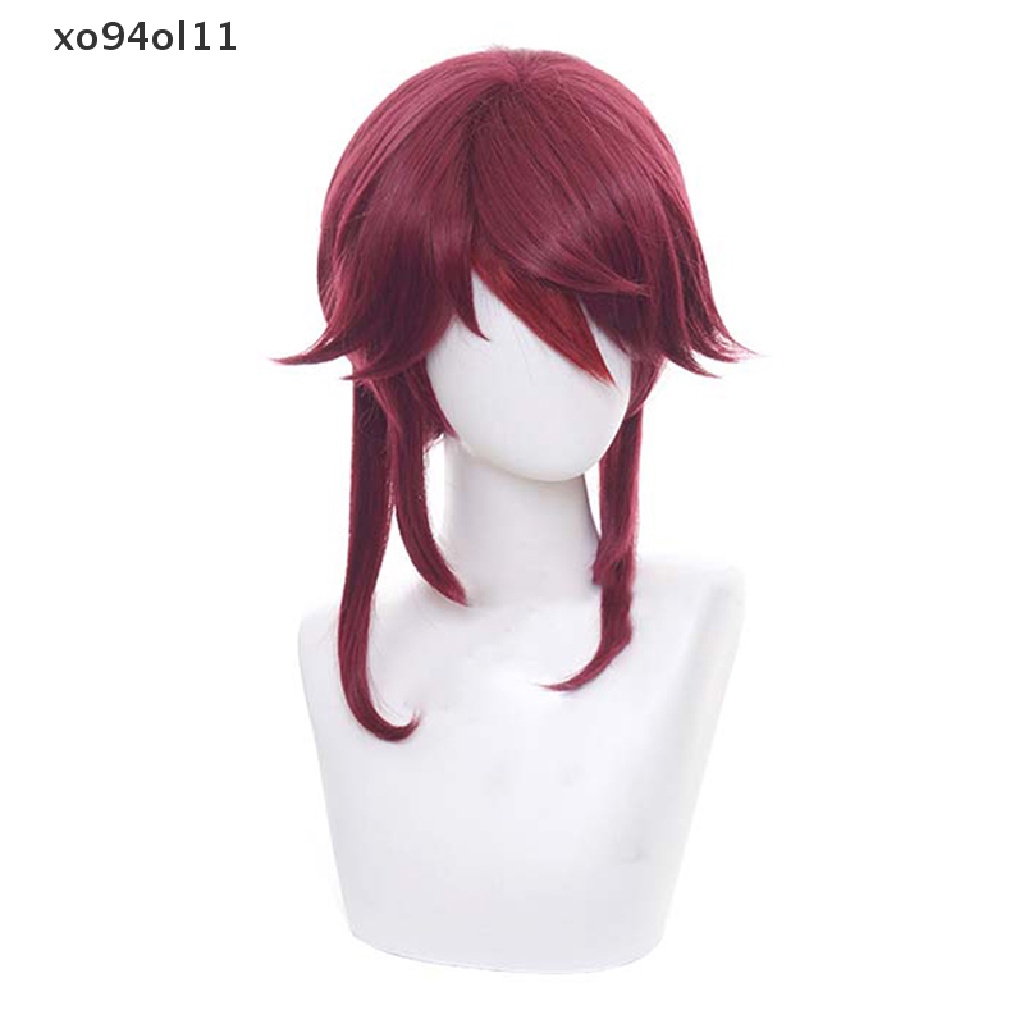 Xo Genshin Wig Rambut Palsu Wanita Model Panjang Bergelombang Warna Merah Untuk Cosplay Anime