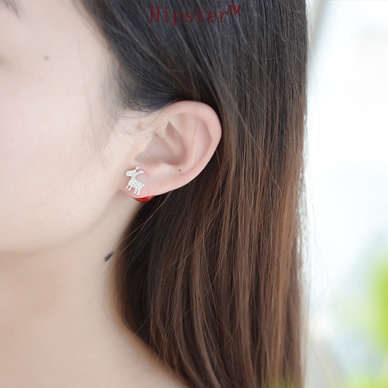 Anting Tusuk Sterling Silver 925 Model Rusa / Snowflake Dengan Mutiara Untuk Wanita / Hadiah Natal