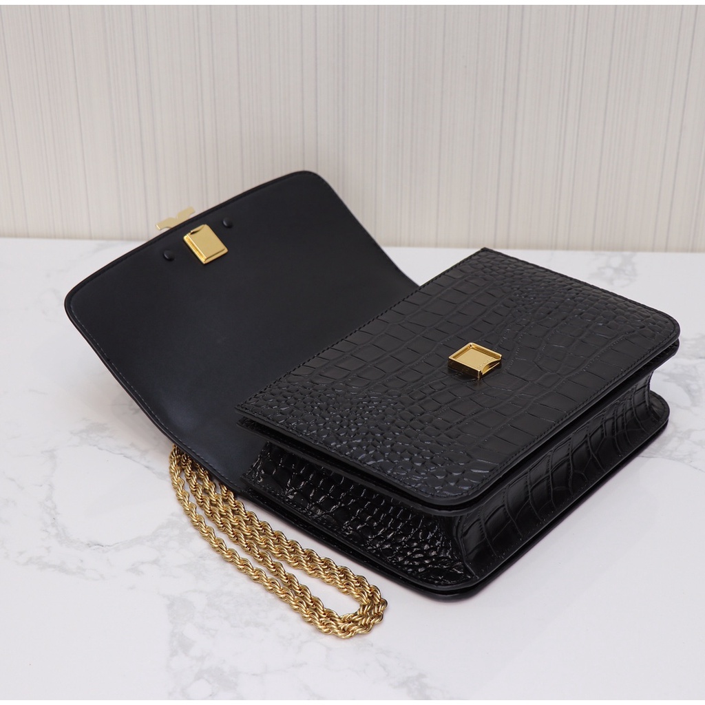 [Instant/Same Day]77044  size:25cm   Original TB ELEANOR Small Crocodile Pattern Shoulder Bag Crossbody Bag   dfb