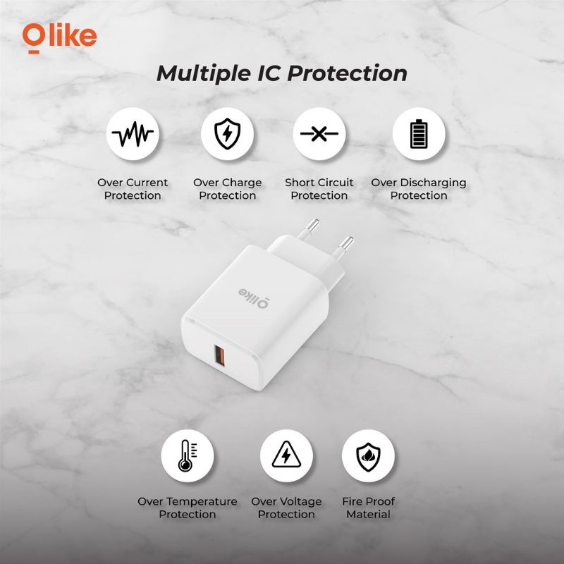 POWER ADAPTER VOOC QUICK CHARGE QC3.0 18W WITH KABEL TYPE C OLIKE C303