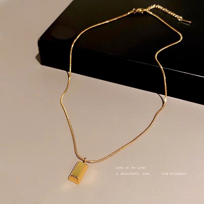 Kalung Titanium Gold Batang Emas Korea Elegan Fashion Style Premium