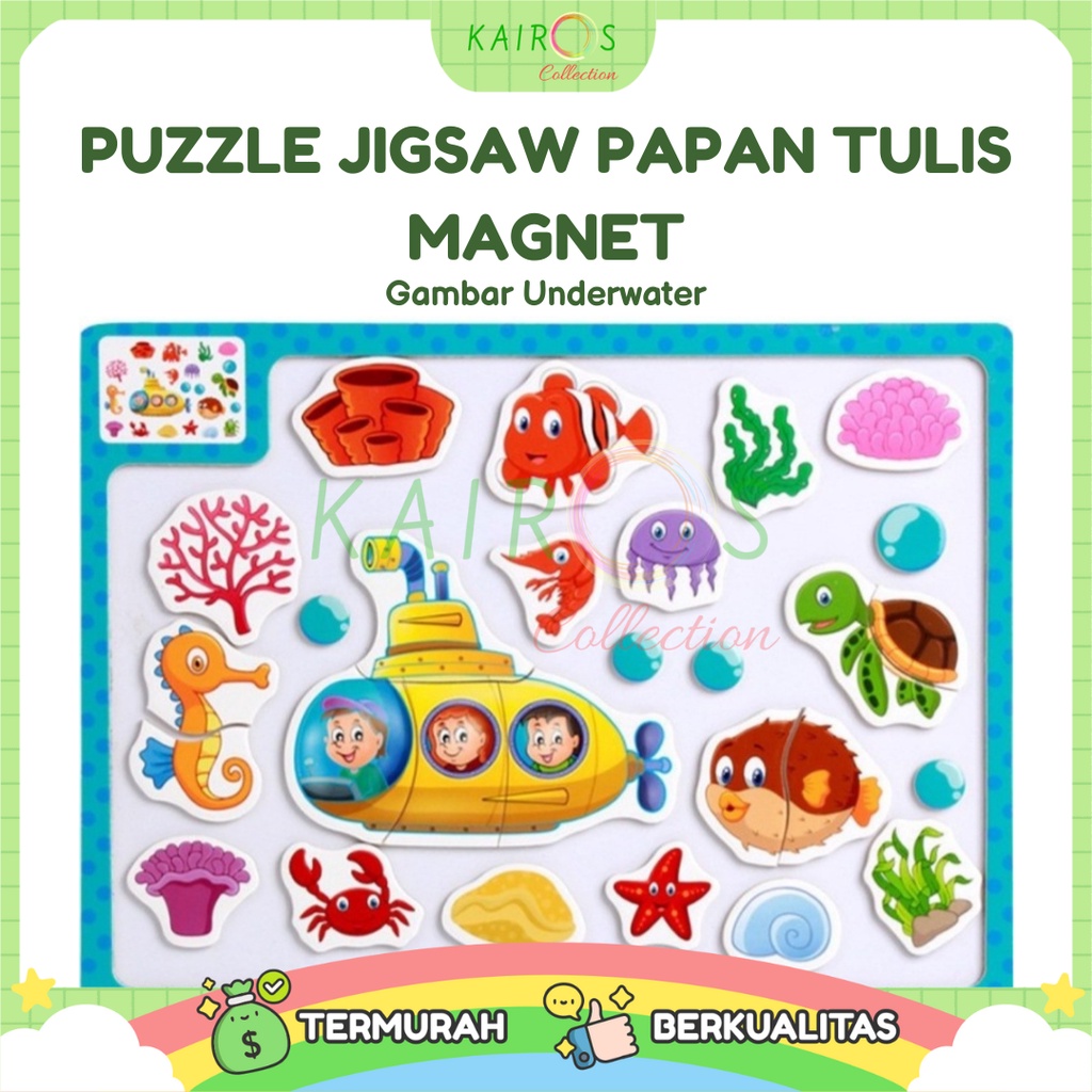 Puzzle Jigsaw Papan Tulis Magnet Gambar Kartun Anak