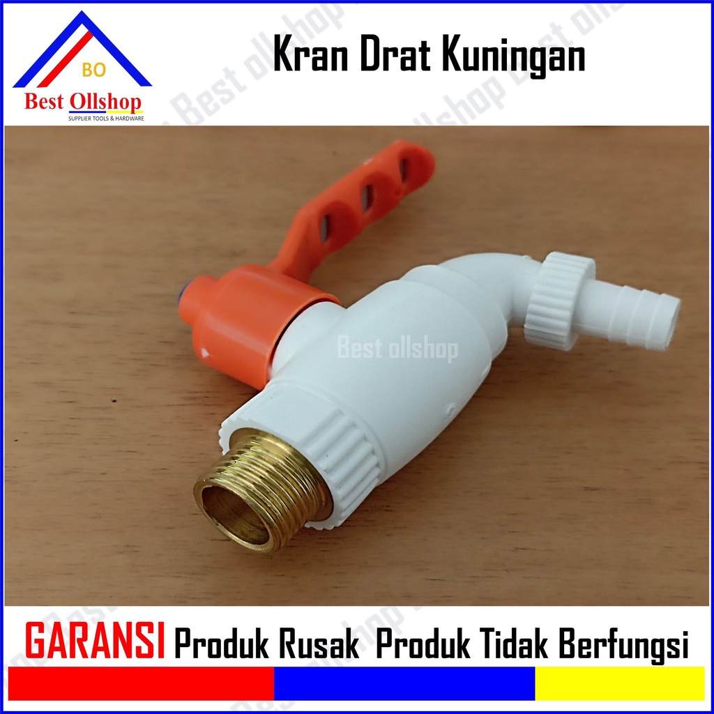 Kran Air PVC Jumbo Drat Kuningan 1/2 / Keran Kran Air Tembok Taman Plastik Murah