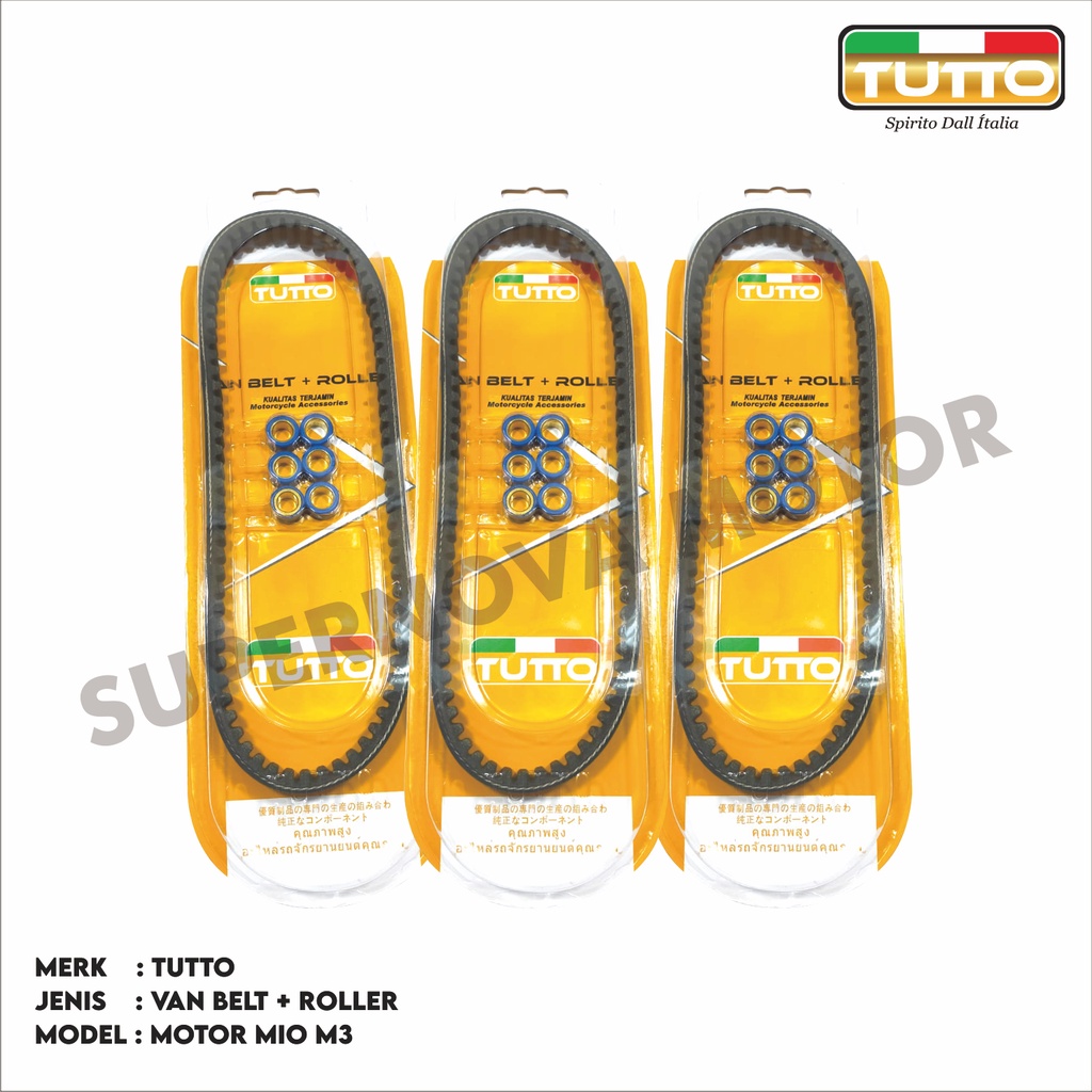VAN BELT KIT MIO M3 MIO 125 VAN BELT PLUS ROLLER UNTUK MOTOR YAMAHA MIO M3 MIO 125 MERK TUTTO