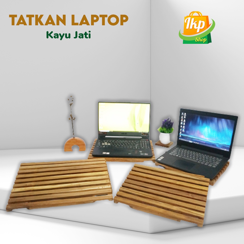 ikpshop Alas Tatakan Laptop - Stand Laptop Kayu Jati