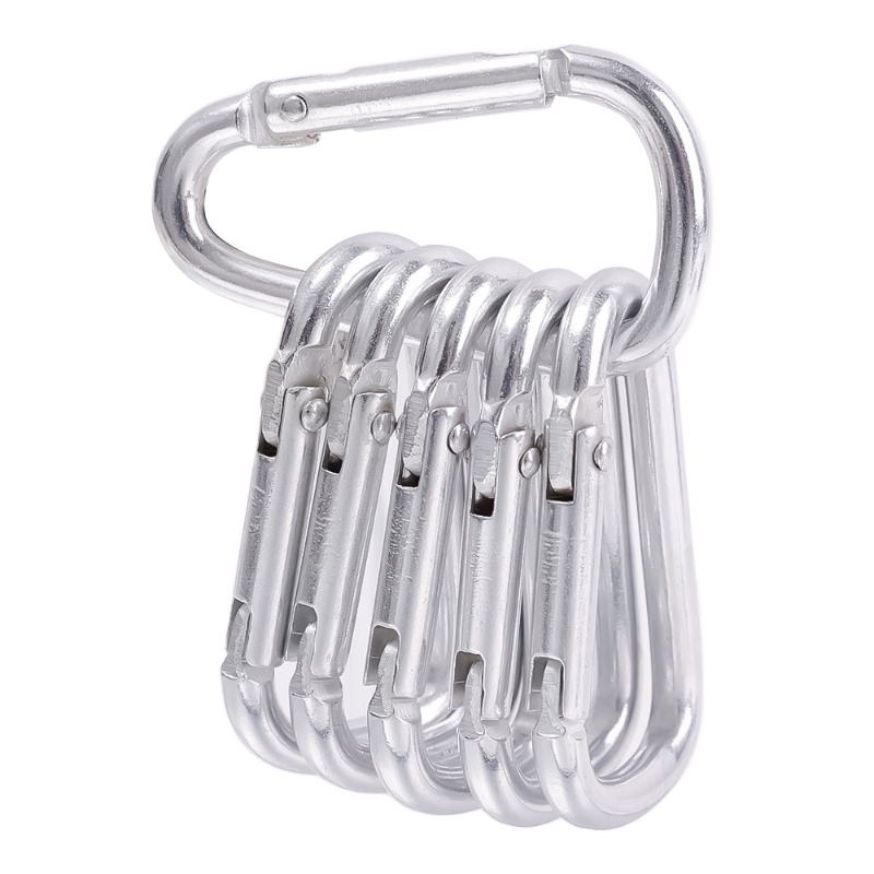 Gantungan Kunci Carabiner Bentuk D Bahan Aluminum Alloy Warna Silver Untuk Camping Hiking Traveling
