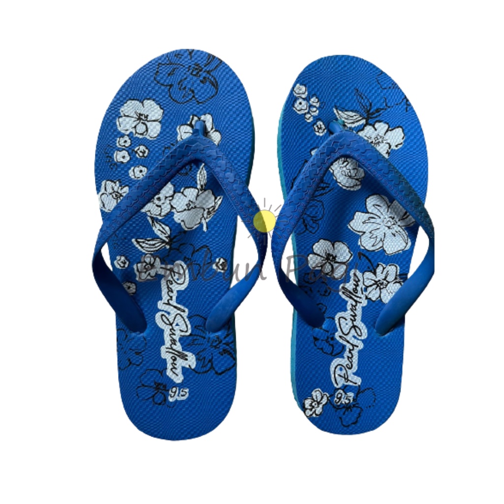 Sandal Jepit Wanita Ladies Motif Bunga Lily / Lily Sun Swallow Warna Warni Ukuran 9-10-10,5