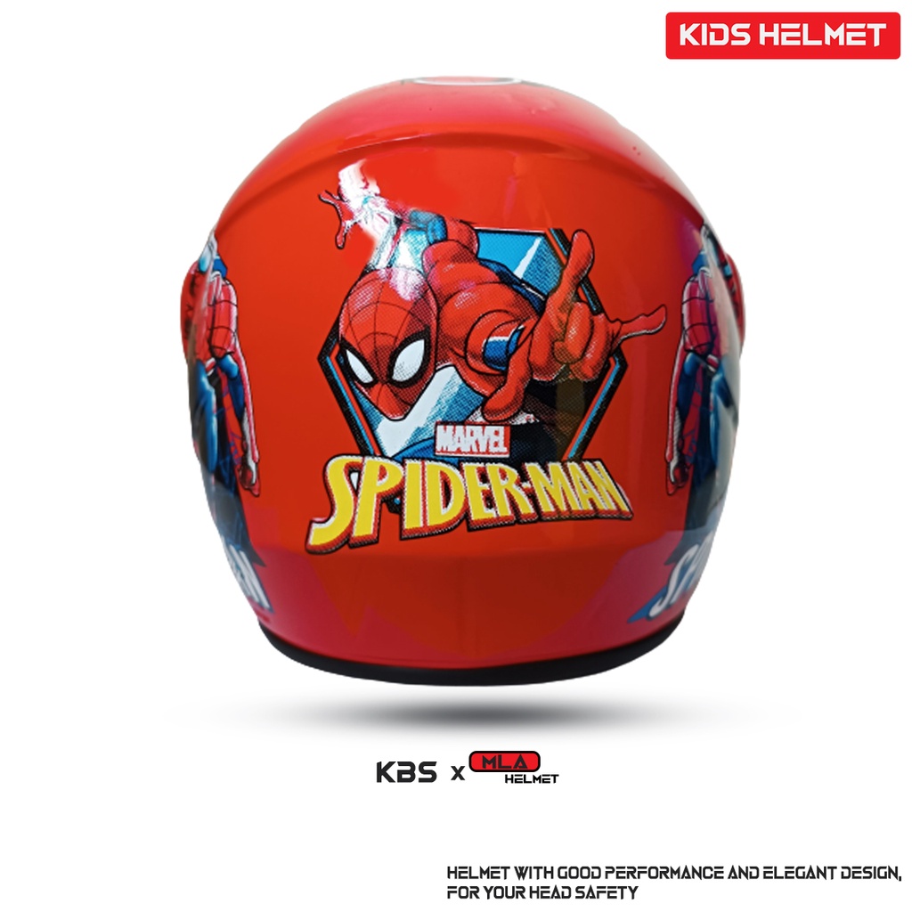 Helm Half Face Anak Junior KBS x MLA Motif Spiderman Untuk Usia Anak 3-7 tahun COD