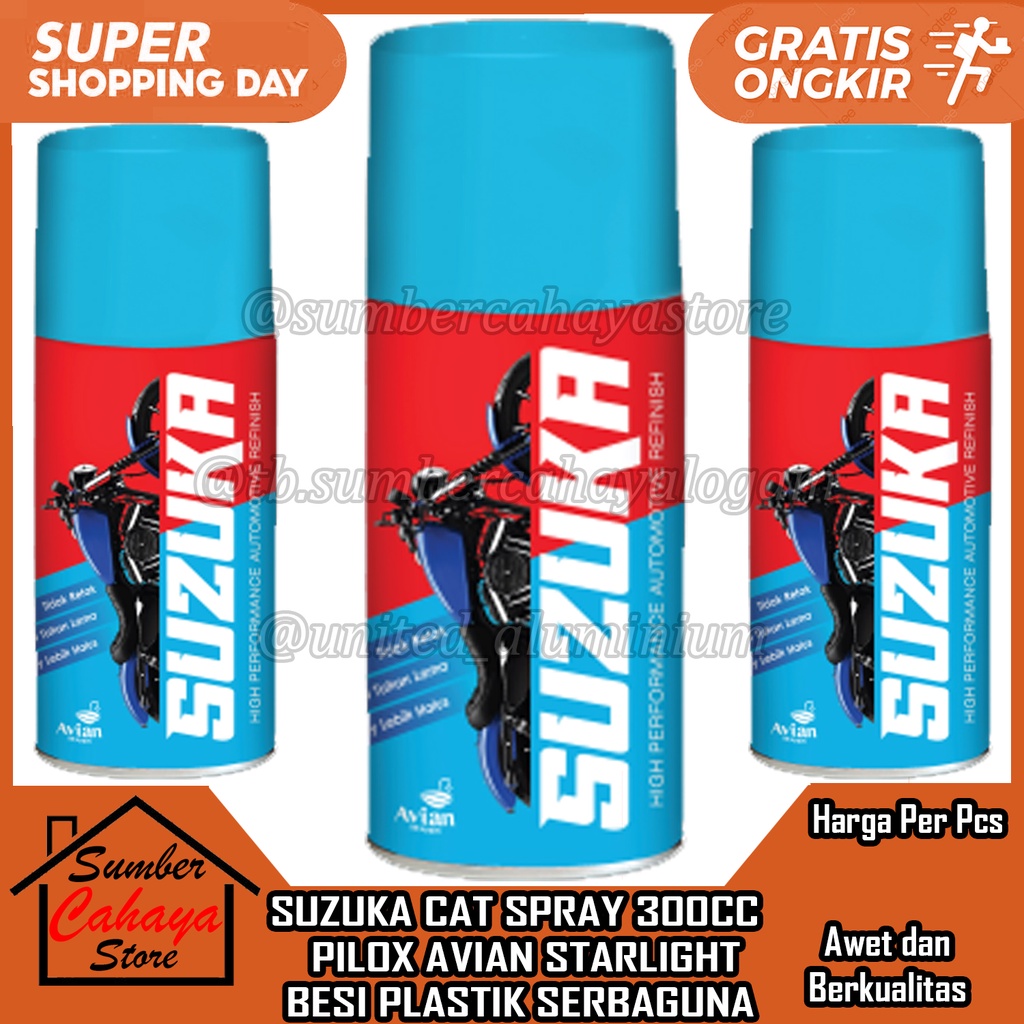 SPRAY Cat SUZUKA 300CC SEMPROT PILOX AVIAN BESI PLASTIK KAYU SERBAGUNA PYLOX VARNISH PAINT CET CAT P