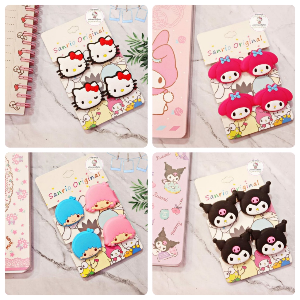 

Klip penjepit kertas isi 4 sanrio hello kitty kuromi cinnamoroll melody