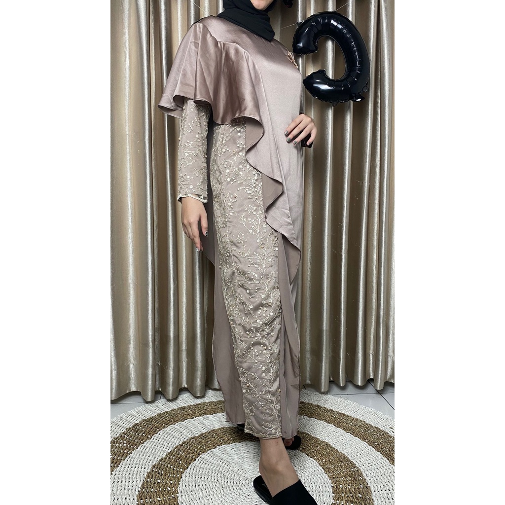 HARGA PROMO MIKHA DRESS // GAMIS ELEGAN MODEL TERBARU 2022 BAHAN BROKAT TILE DAN ROBERTO CAVALLY // 