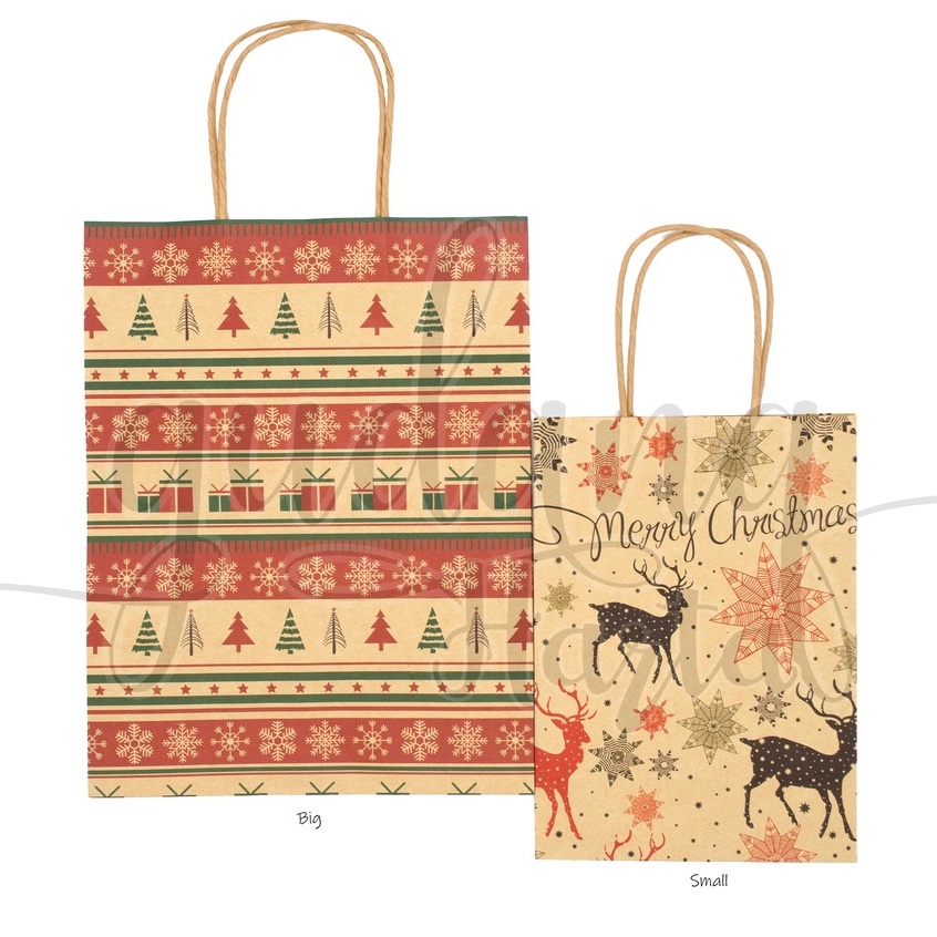 

GEMEZZ Paper Bag Natal Vintage Tas Kado Christmas Deer Sock Tree GG 507292