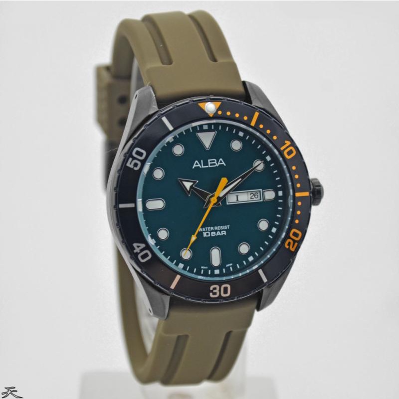 Jam Tangan Pria ALBA AJ6113X1 Original Analog Karet Sport Mewah