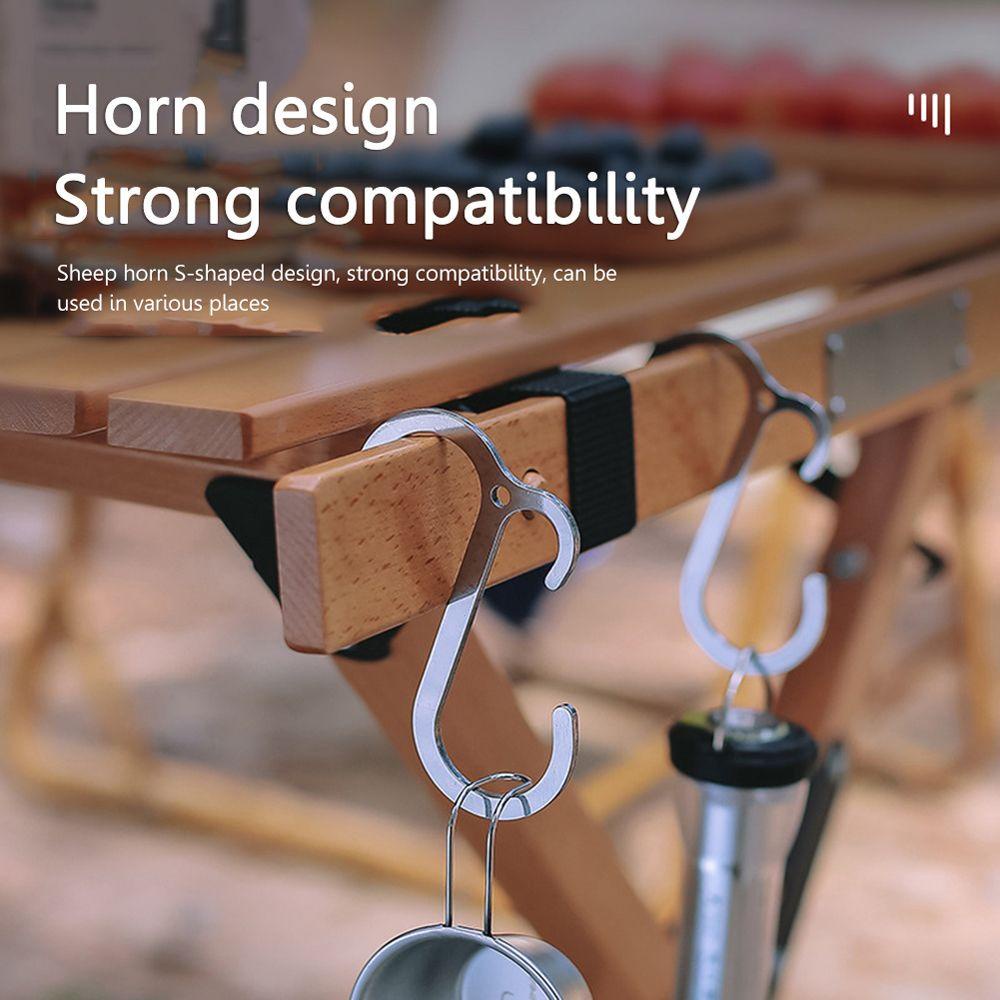 Lanfy Gantungan Hook Portable Ringan Stainless Steel CampingHooks Rak Penyimpanan Berkemah Luar Ruangan Bentuk S Cakar Hook