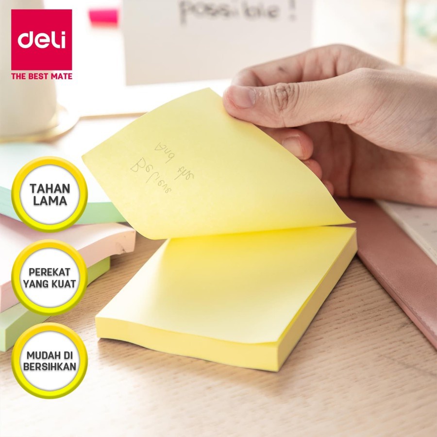 

Sticky Notes merk DELI Memo Tempel 1 Warna 76x101mm - EA01403