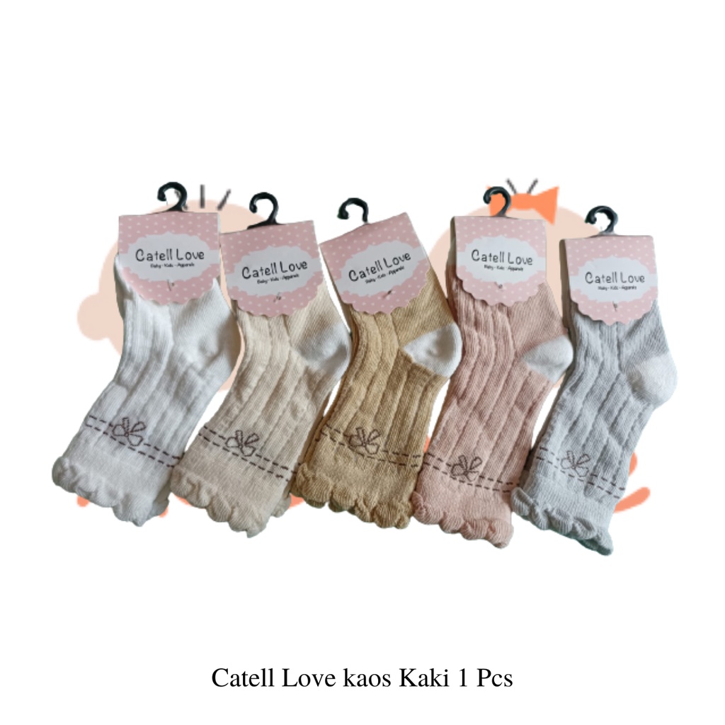 Catell Love Kaki Polos Motif Pita Kaos Kaki Bayi Perempuan 1 Pcs