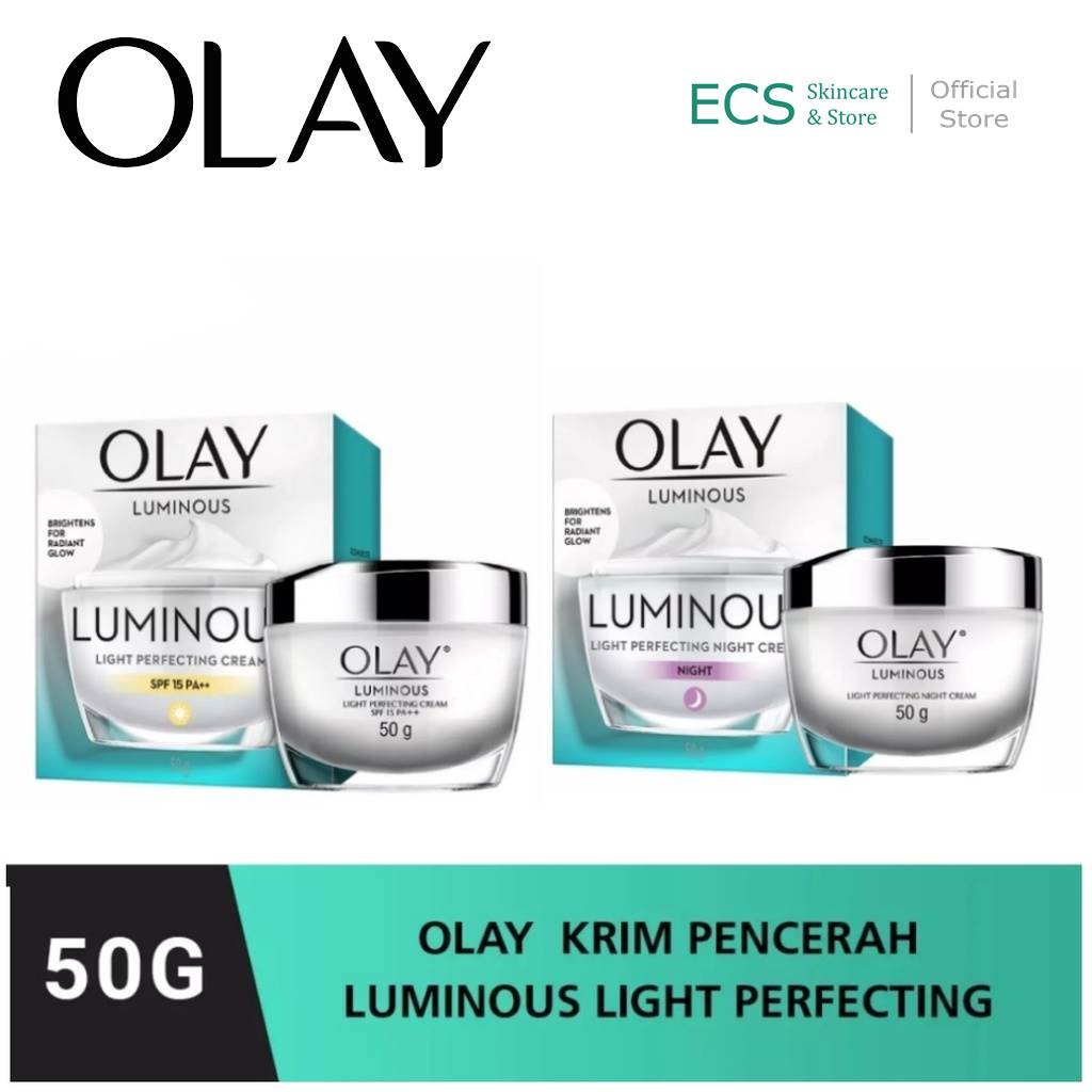 Olay Luminous Light Perfecting Day Cream SPF 15 &amp; Night Cream (Krim Pagi 50gr + Krim Malam 50gr) - Krim White Mencerahkan  Wajah Pelembab Moisturizer Whitening