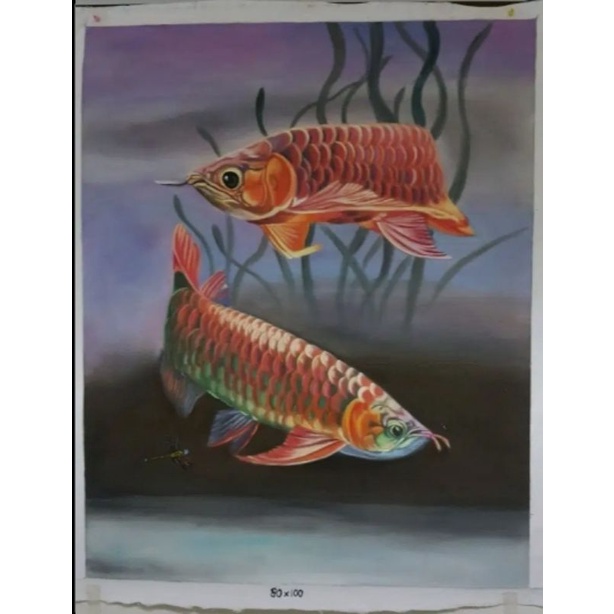 Lukisan kanvas ikan arwana 030 BC