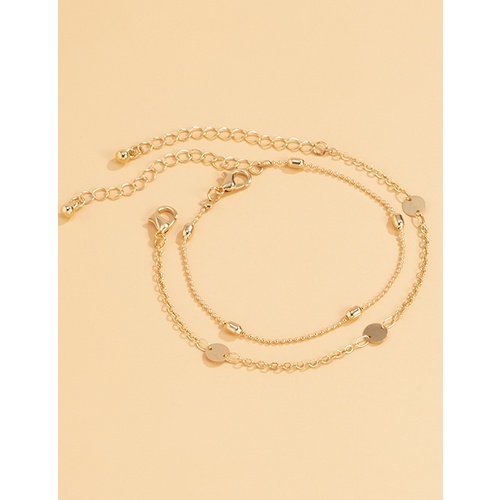 LRC Gelang Tangan Fashion Silver Metal Sequin Chain Bracelet Set W7752X