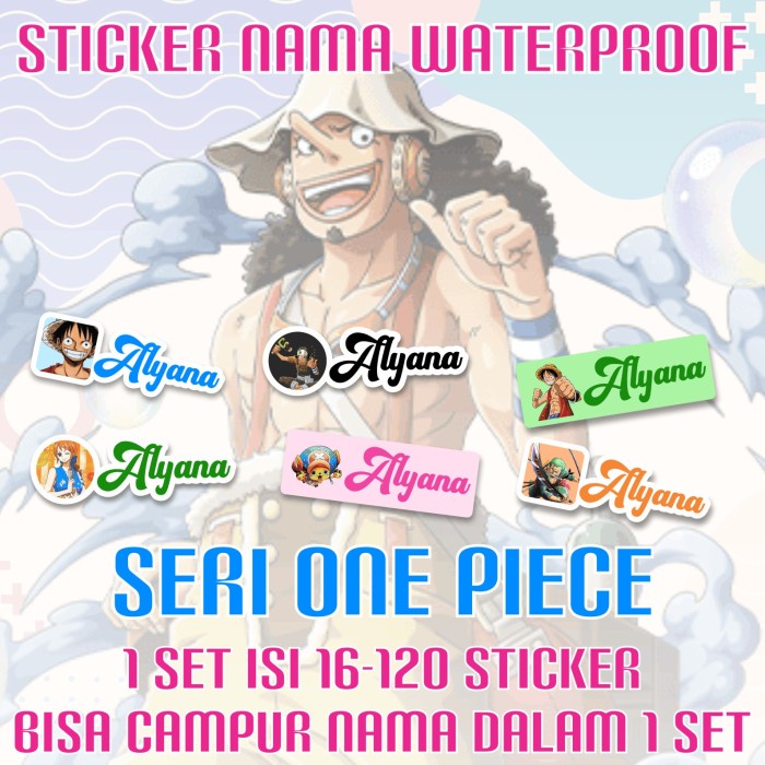 

[14-120 pcs] Sticker Nama Custom One Piece