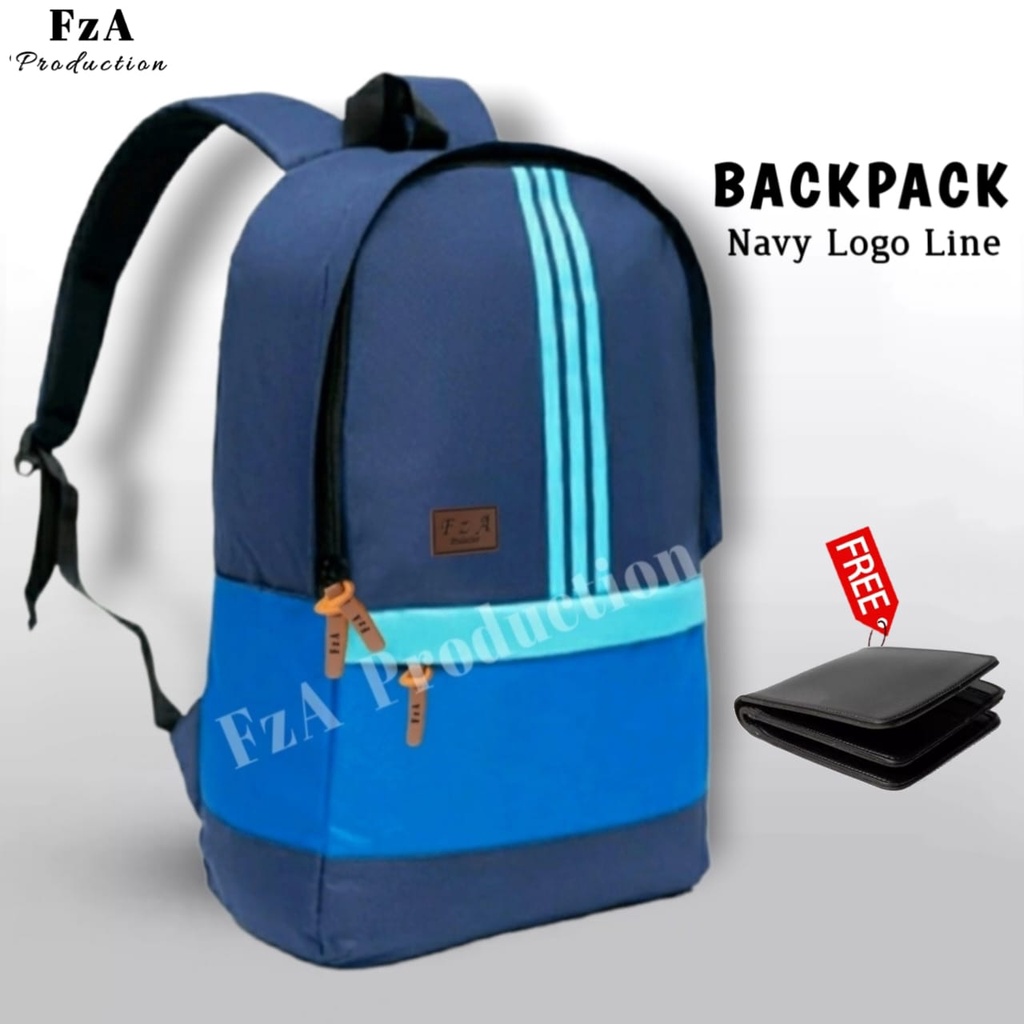 Tas Ransel Punggung Distro Casual Pria Wanita / Tas Ransel Laptop Original - FzA Gratis Dompet BUY 1 GET 1