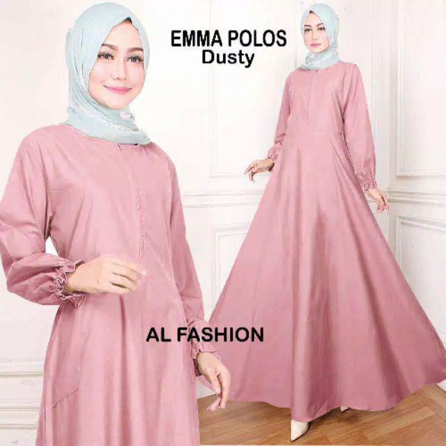 baju gamis wanita Muslim Busui Polos EMMA Warna Dusty Pink - 1Jilbab Bela M9T6 dewasa termurah gamis