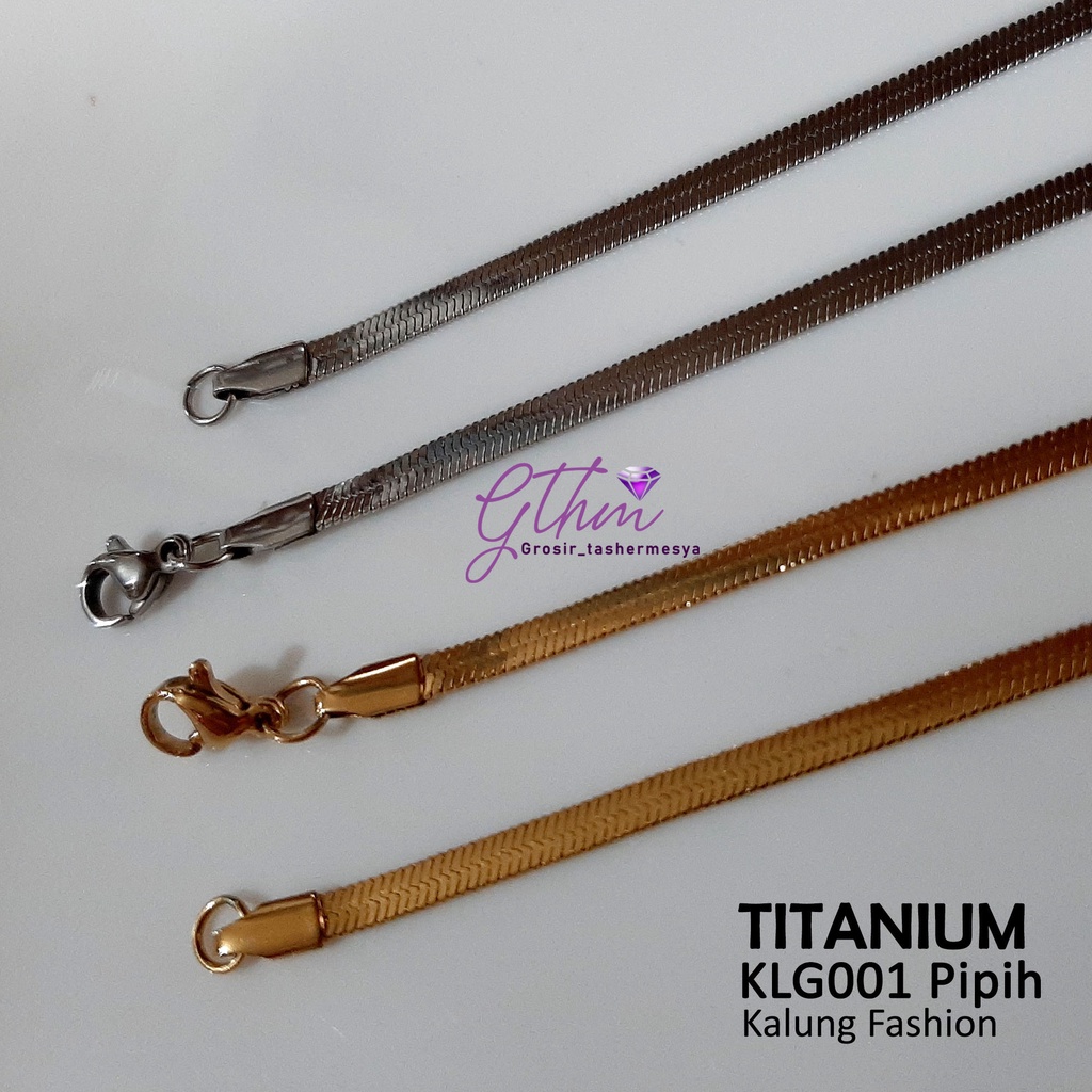 Kalung Titanium Model Pipih Bisa untuk Pria dan wanita Perhiasan Import Premium KLG001