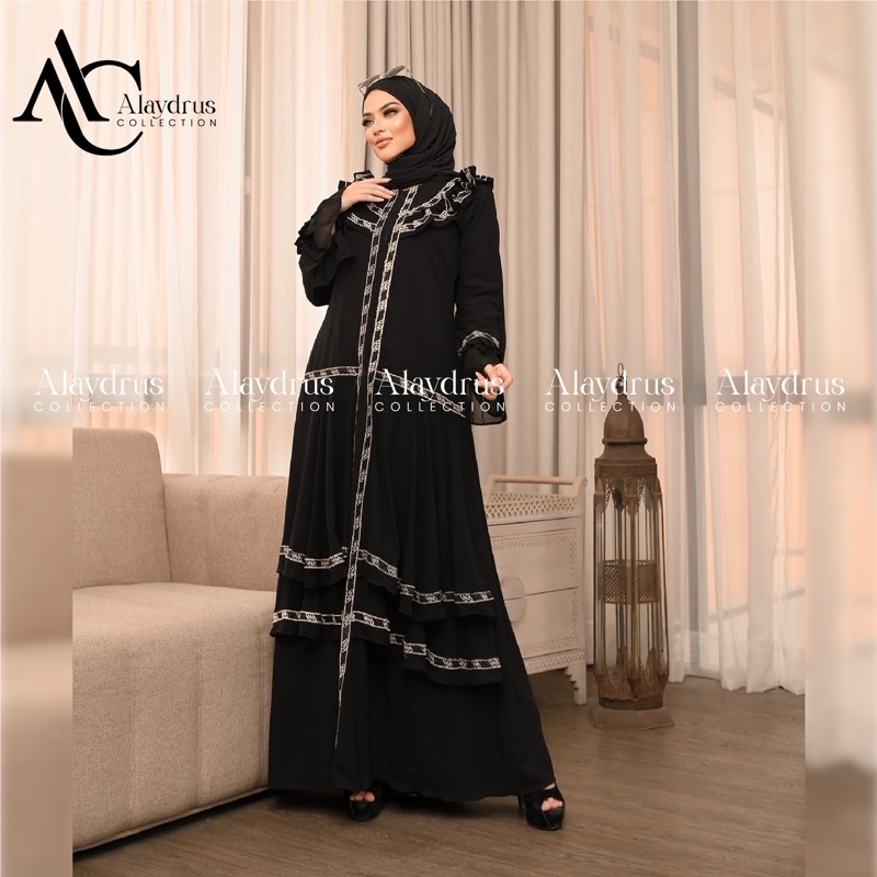 Abaya Turkey Gamis Hitam Arab Saudi Bahan Jetblack Kombinasi Renda Abaya Turkey Umroh Dubai 892