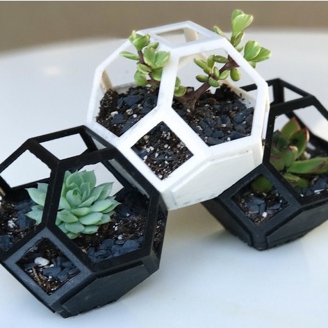 Planter Hexagonal - Pot Bunga Vas Tanaman Susun Hiasan Meja 3D Print - Putih