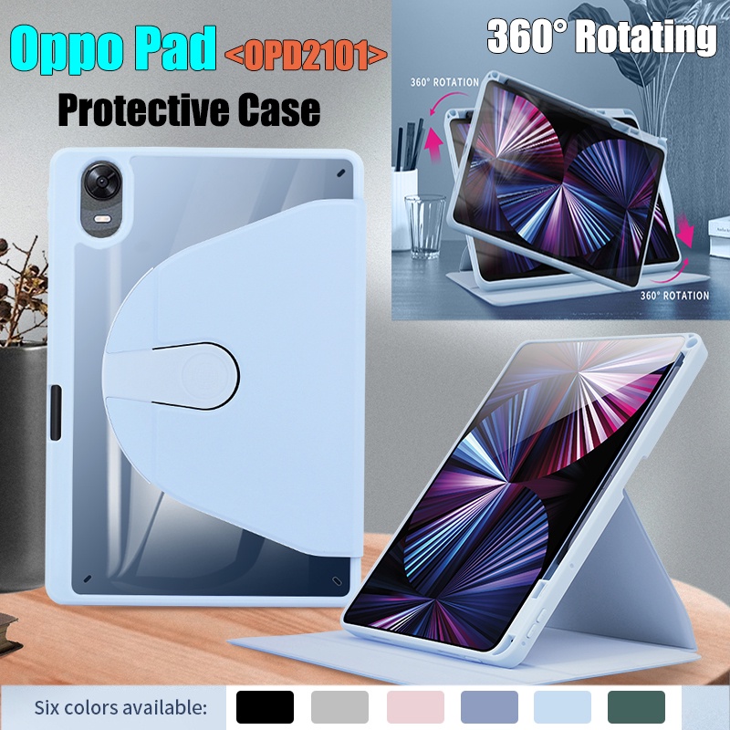 Untuk Oppo Pad 11.0&quot; OPD2101 2022fashion360° Rotating Stand Cover High End Akrilik Bening 2-in-1 Flip Kulit Casing Tablet Pelindung Case