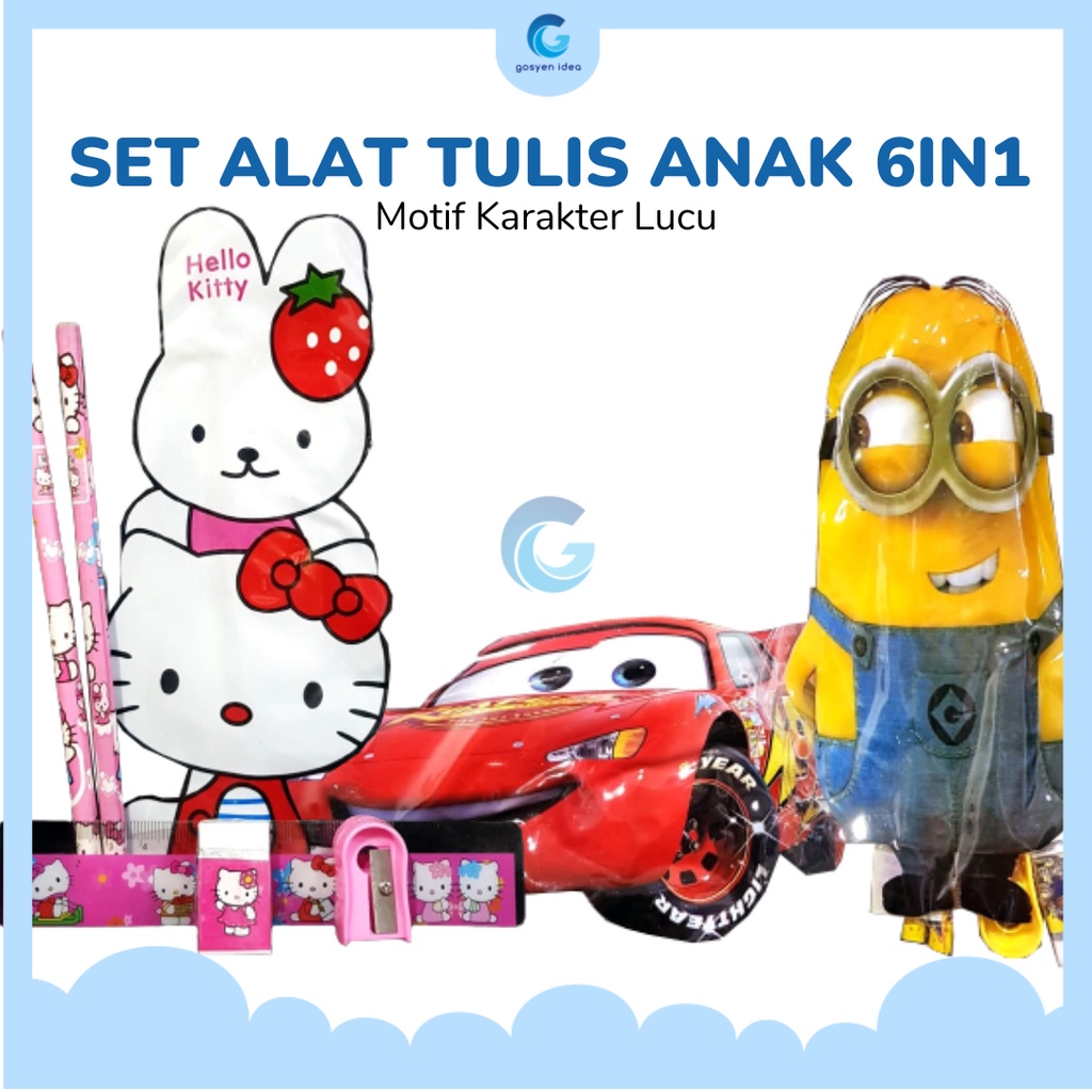 

Set Alat Tulis Anak Motif Karakter Lucu 6in1