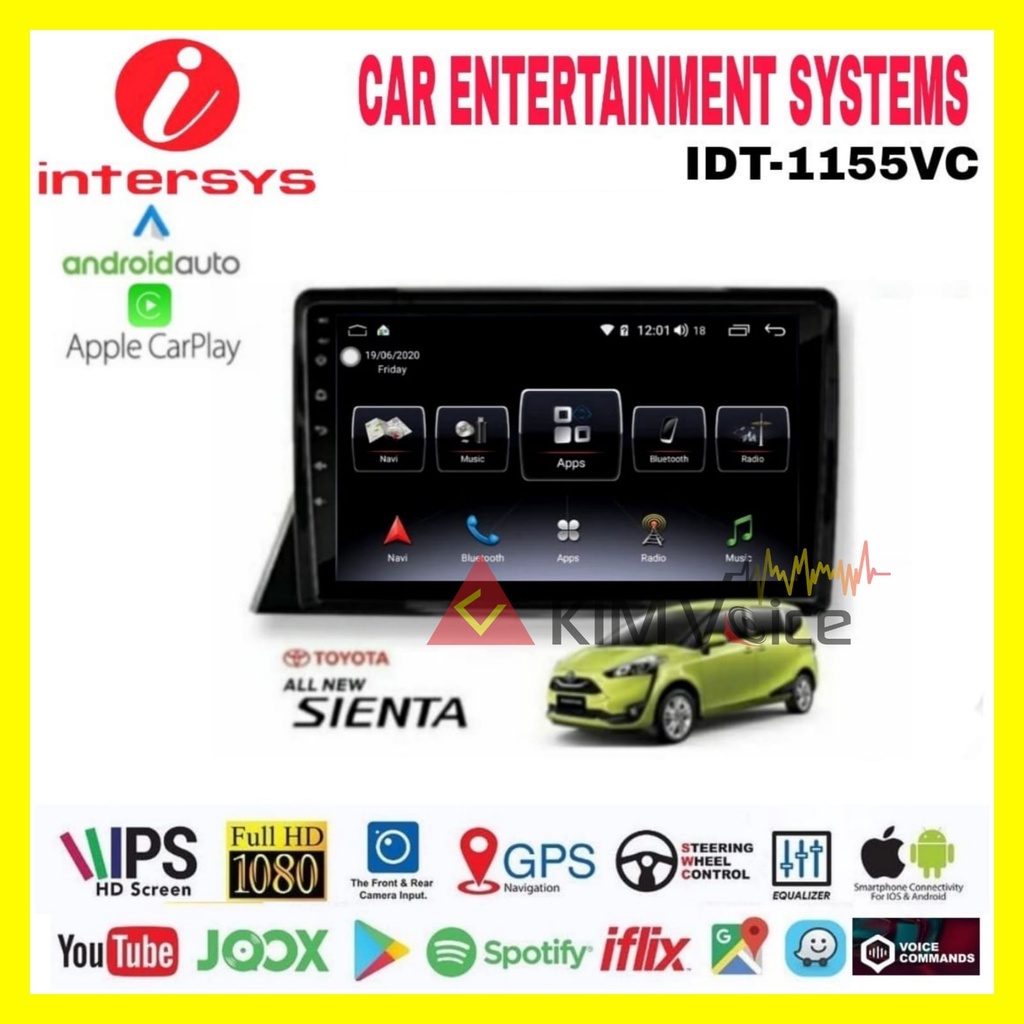 Head Unit Android Intersys 10 inch OEM Sienta Soket pnp