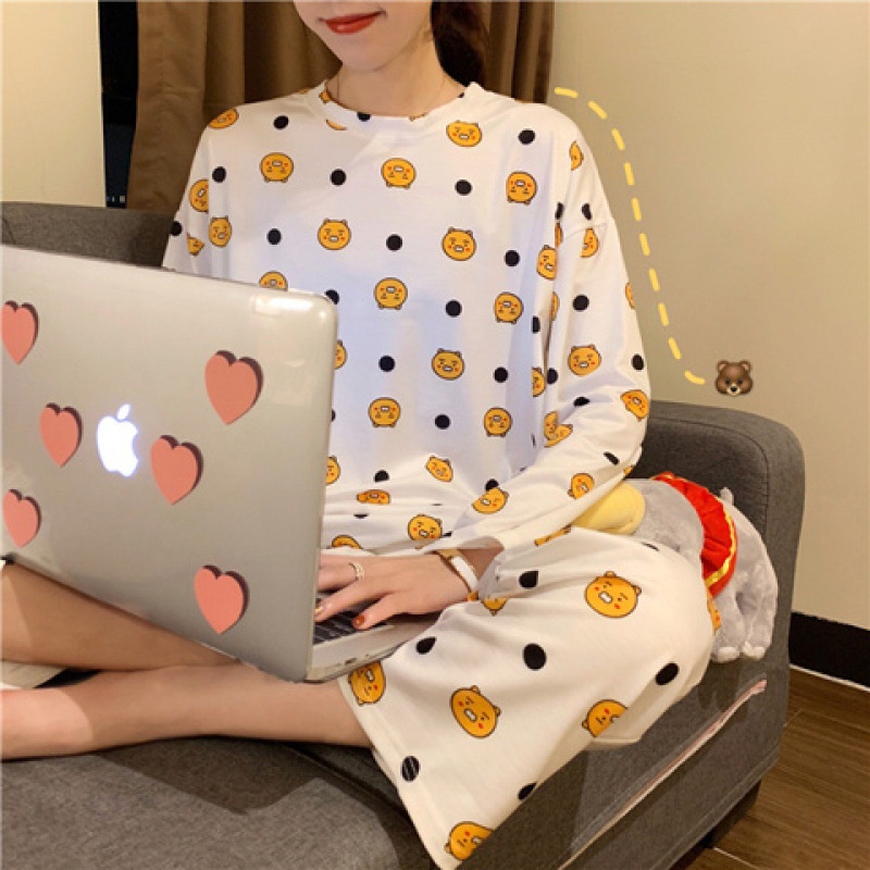 TELLY ➡️ 308 Baju Tidur Set Baju + Celana Setelan Piyama Wanita Lengan Panjang Motif Kartun