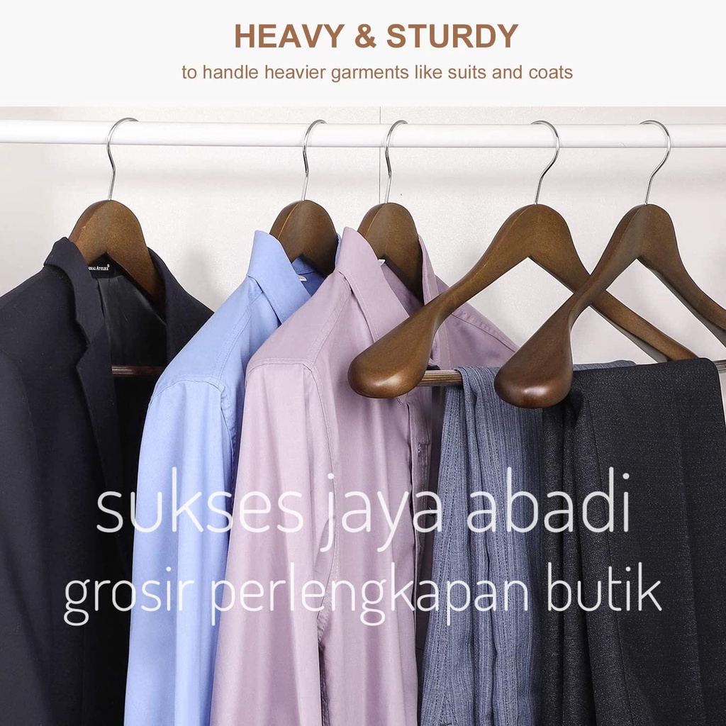 Hanger Jas / Hanger Kayu untuk Gantung Jas & Celana / Hanger Palang Kayu / Hanger Kayu Jas