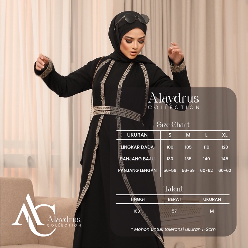 Abaya Hitam Turkey Gamis Dress Arab Saudi 5in1 Bahan Jetblack Kombinasi Renda Abaya Umroh Dubai Mesir 882