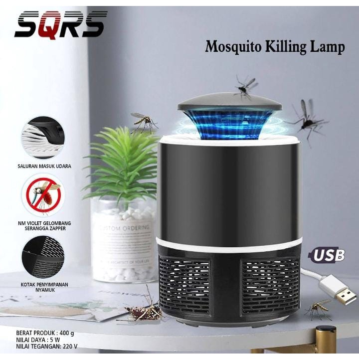 SQRS Perangkap Nyamuk Elektrik LED Hitam (Electronic Mosquito Killer)